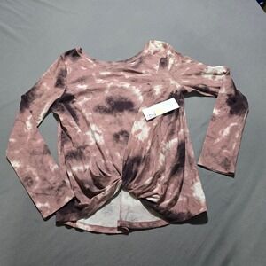 Z by Zella Long Sleeve Top Women Small Pink Tie Dye‎ Twist Front XX7954